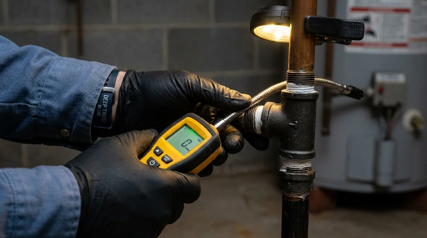 Gas leak detection with electronic sniffer by Johns Plumbing LLC in Black Mountain