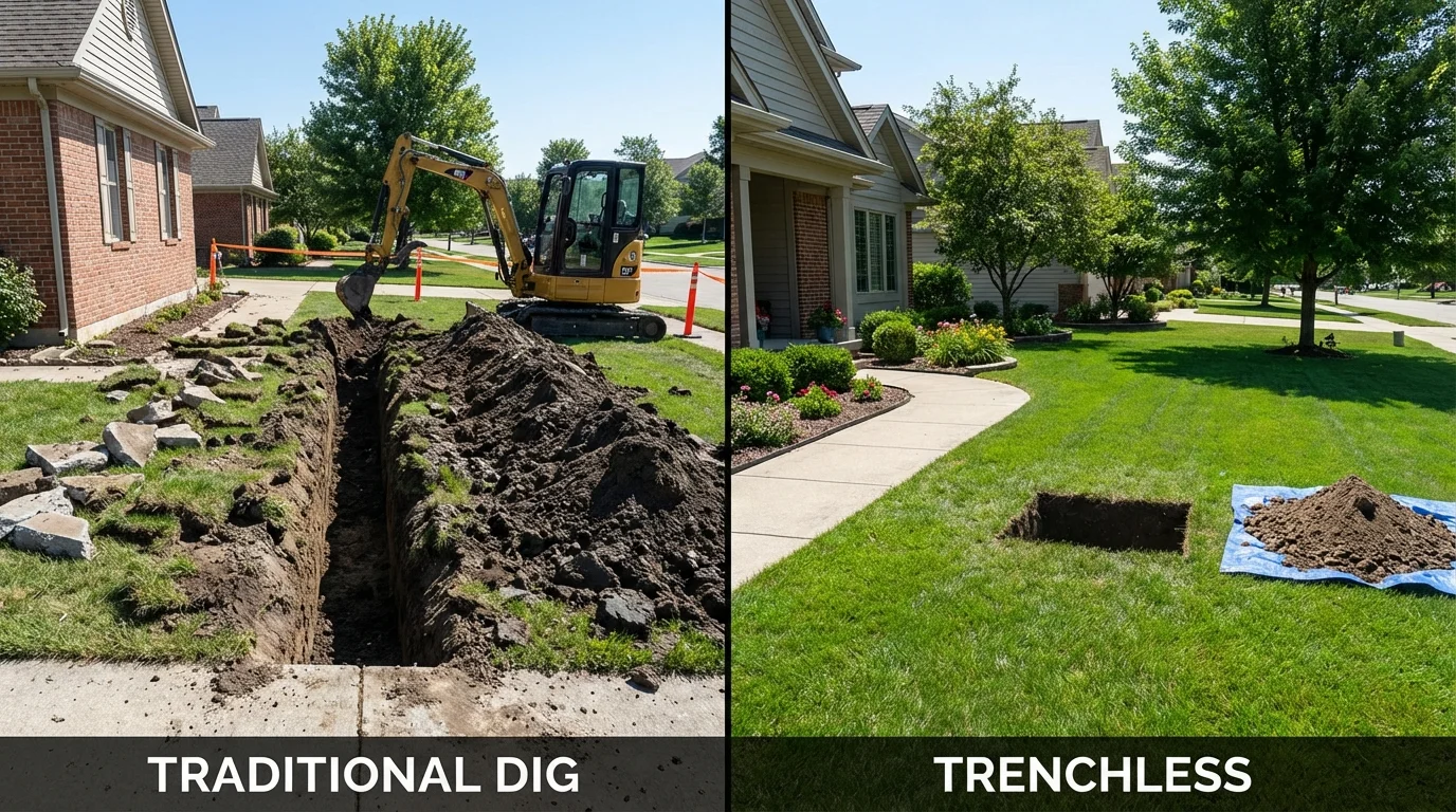 Trenchless sewer repair with minimal yard damage versus traditional excavation in Black Mountain, NC
